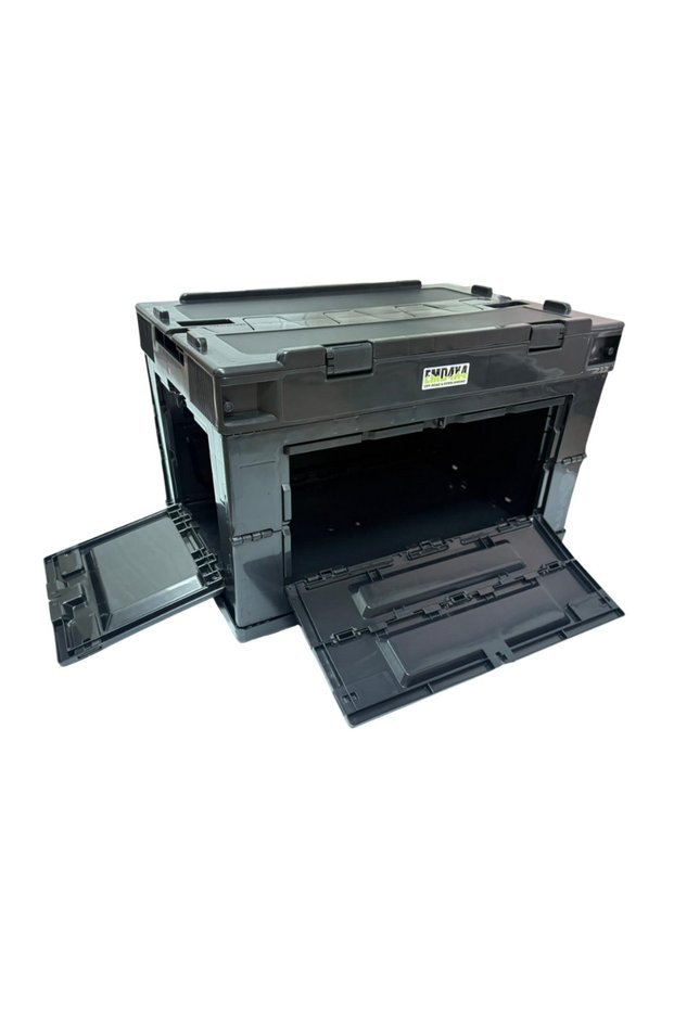 Foldable plastic storage box, 52x35x35cm, black, stackable, 50L