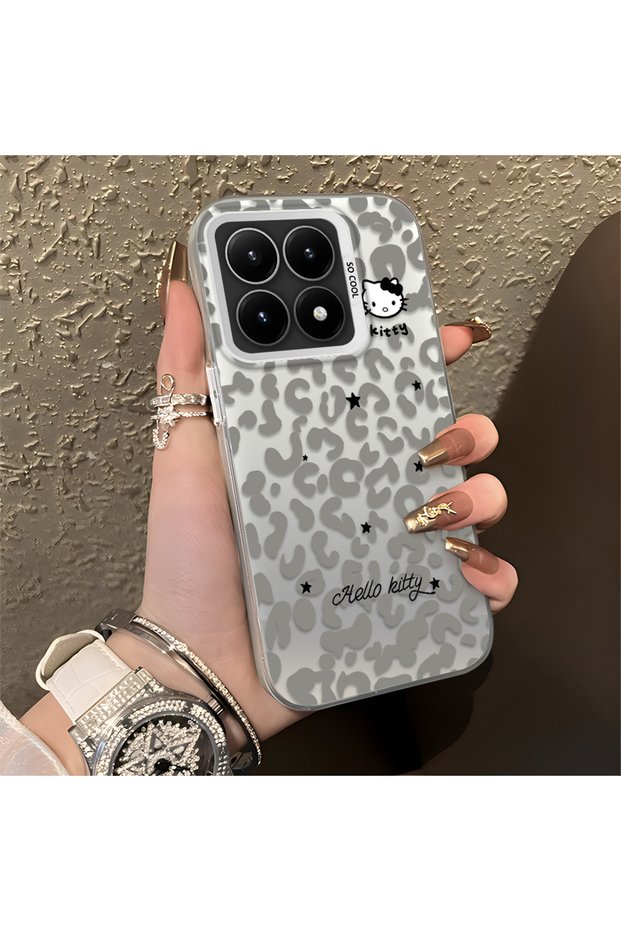Mi 15t Compatible Grey Leopard Pattern Phone Case, Star English Art Print