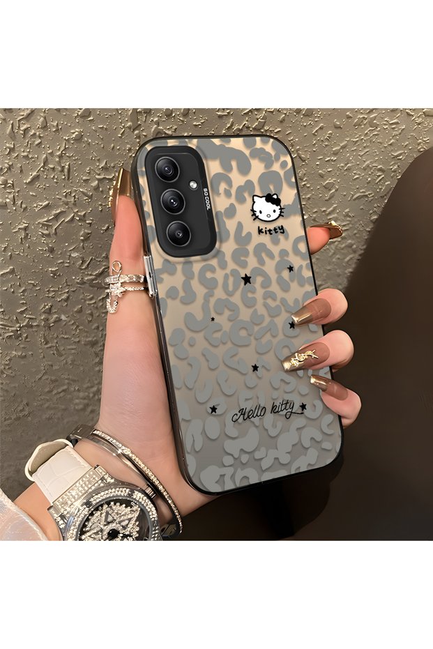 Samsung Galaxy A34 Compatible Gray Leopard Pattern Phone Case, Star English Art Print