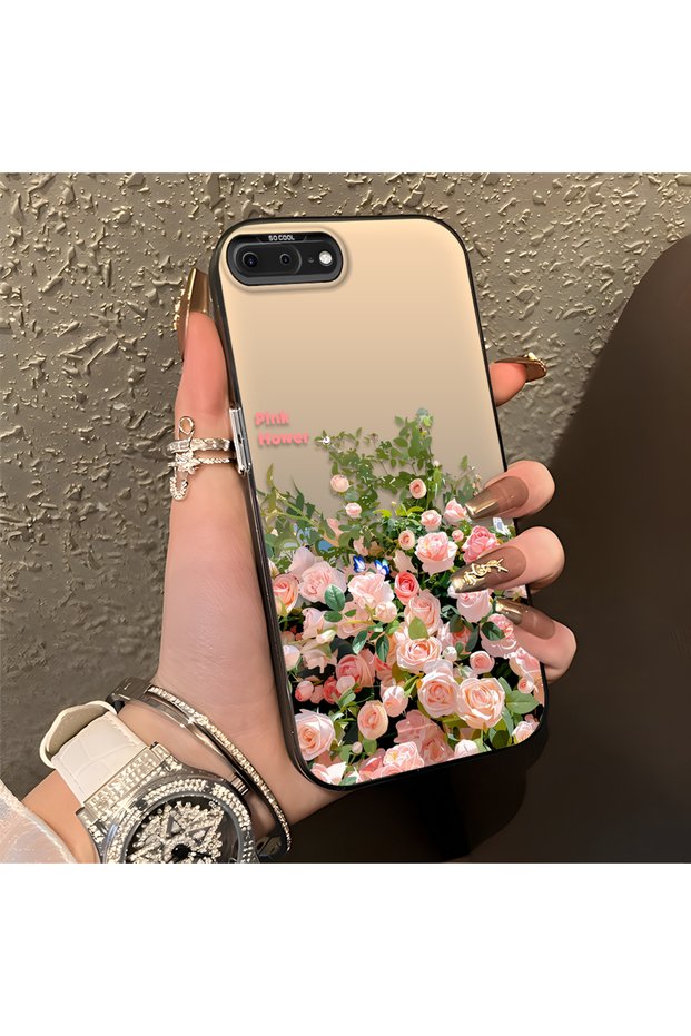 Pink Rose Flower Sea Phone Case Compatible with iPhone 7 Plus/8 Plus, Flower Drawing Art Print