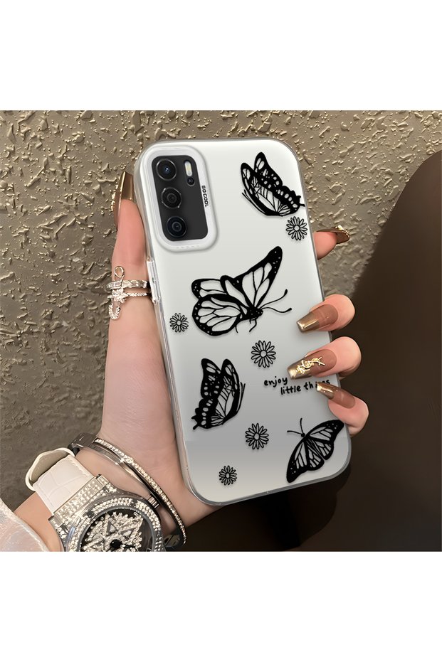 Oppo A54S Compatible Simple Feel Case, Line Butterfly Daisy English Slogan Pattern