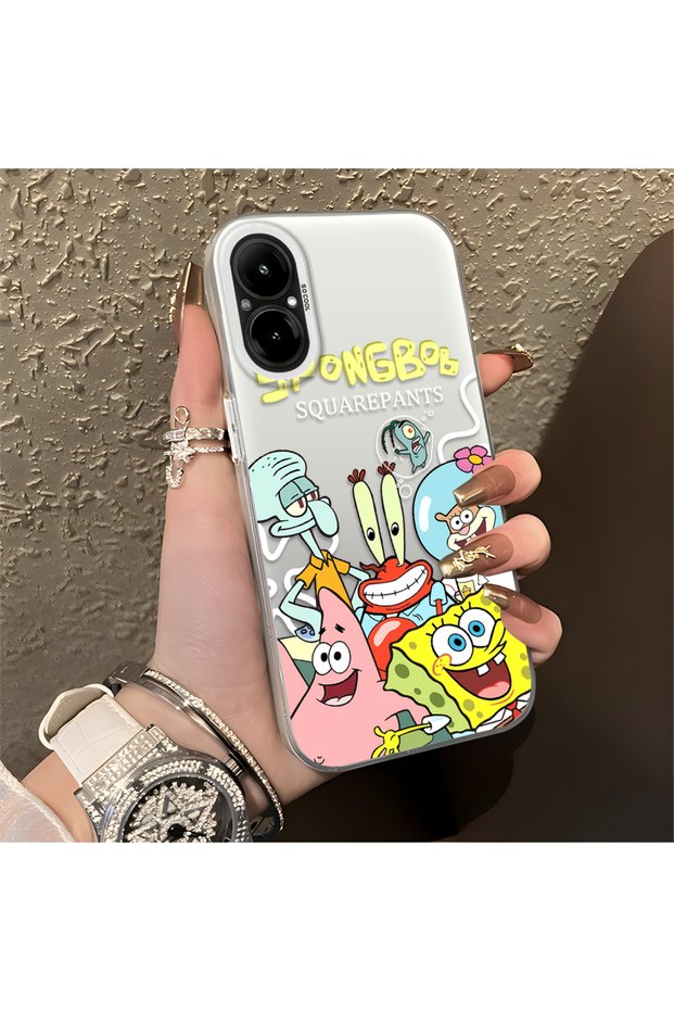 Realme C67 4g Compatible Childlike Cartoon Case, Undersea Character Group Creative Flat Print