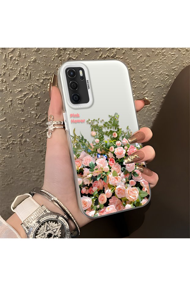 Oppo A54S Compatible Pink Rose Flower Sea Phone Case, Floral Drawing Art Print