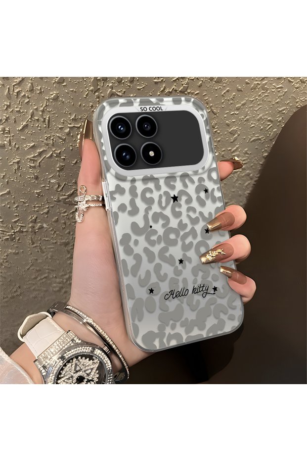 Redmi K90 5g Compatible Grey Leopard Pattern Phone Case, Star English Art Print