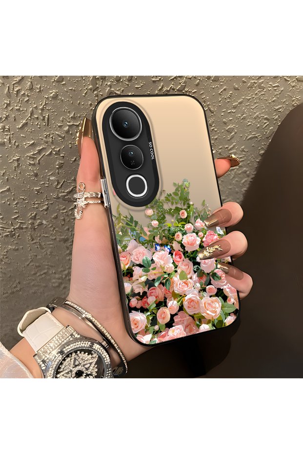 Vivo V50 Lite 4G/5G Compatible Pink Rose Flower Sea Phone Case, Floral Art Print
