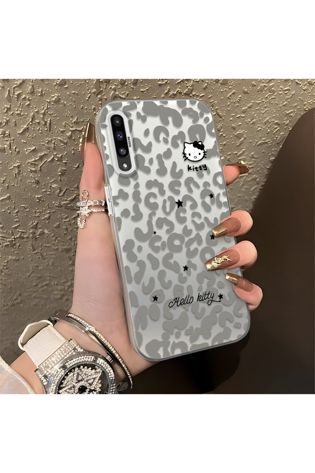 Samsung Galaxy A50/A50S/A30S Compatible Grey Leopard Pattern Phone Case, Star English Art Print
