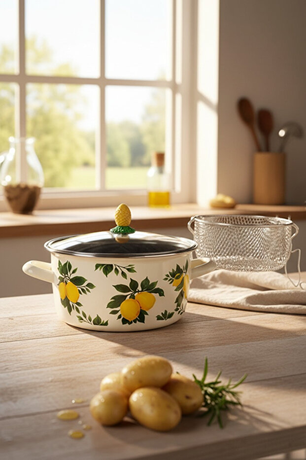 Enamel Lemon 24 cm Frying Pan