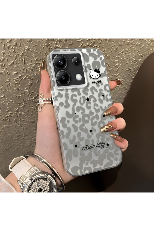 Poco X6 Compatible Gray Leopard Pattern Phone Case, Star English Art Print