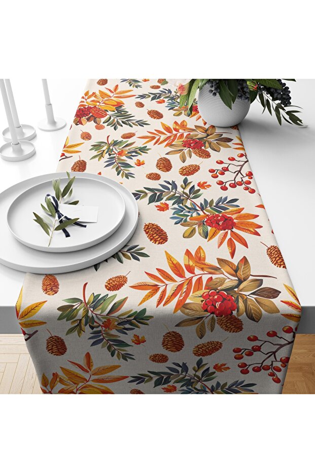 Digital Printed Runner - Floral/Leaf Pattern / Autumn Series - 140X40 cm