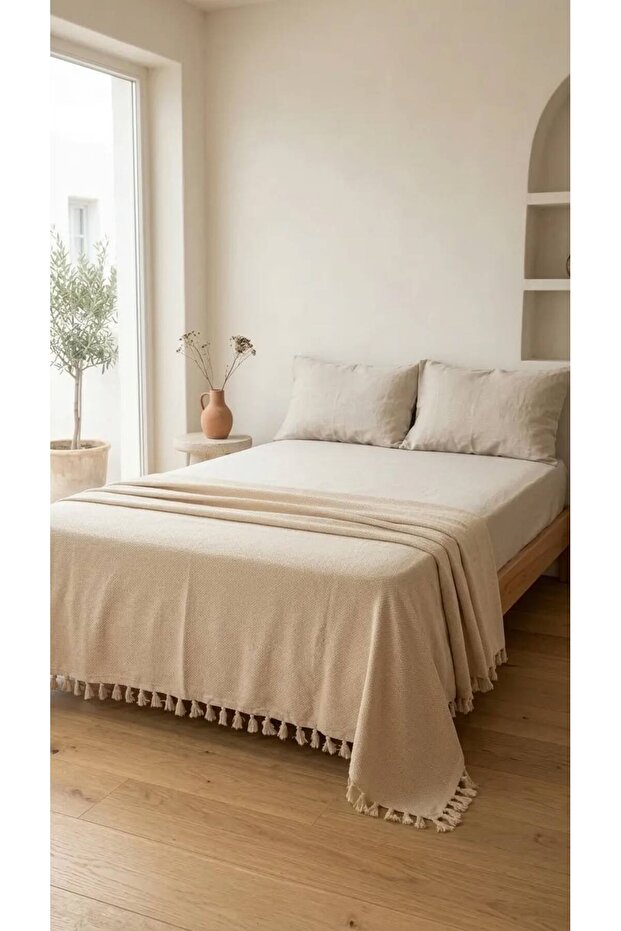 100% Cotton Karatezgah Woven Double Pike, Multi-Purpose Bedspread 200X240 Cm.