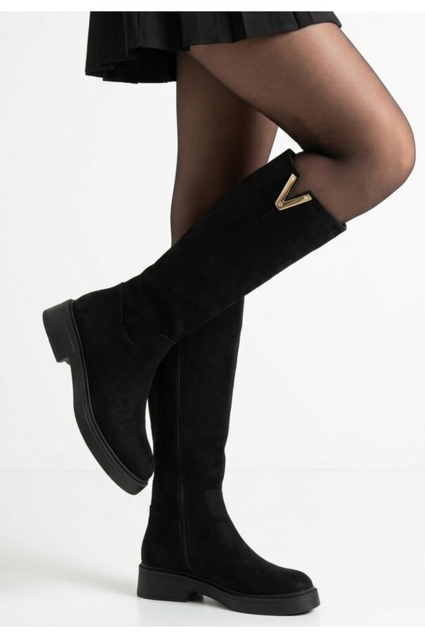 Women's Boots Black Suede Stylish