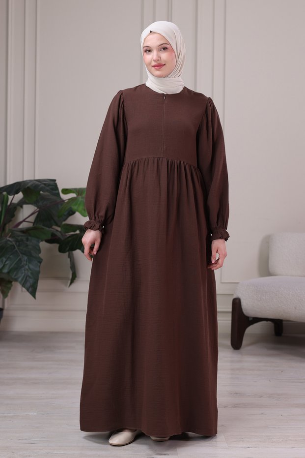 Muslin Fabric Hijab Dress 100% Cotton Mother's Dress Prayer Dress Robe Dress Umrah Dress Plus Size Hijab Dress Front Zipper