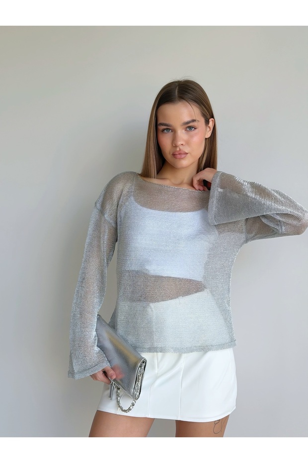 Transparent Boat Neck Blouse