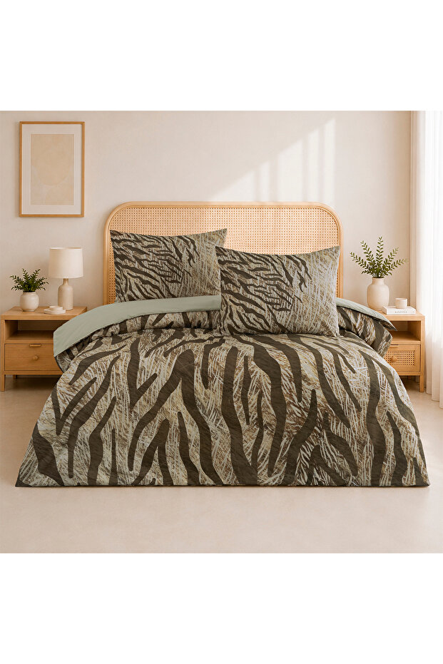 Savage Single 100% Cotton Ranforce Duvet Cover Set Beige 57 Thread (3 Pieces) 160X220 Beige