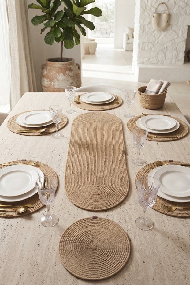 American Service Set 8 Pieces 6 Plates 1 Basket 1 Runner Serving Tray Dining Table Organizer Gift Dowry Box