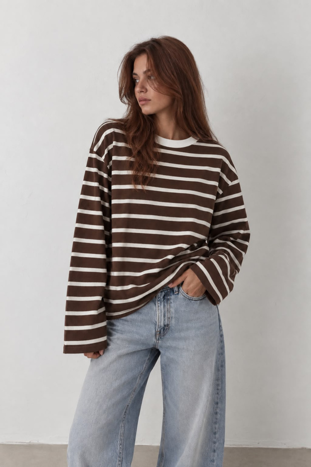 İnspo Printed Long Striped T-Shirt