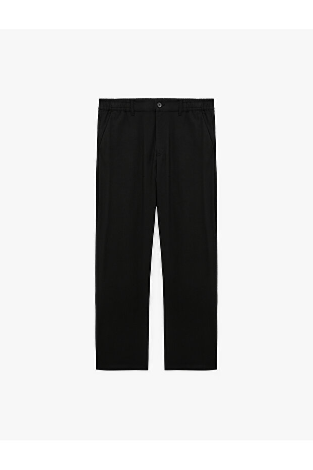 Viscose Blended Elastic Regular Fit Fabric Trousers with Pockets