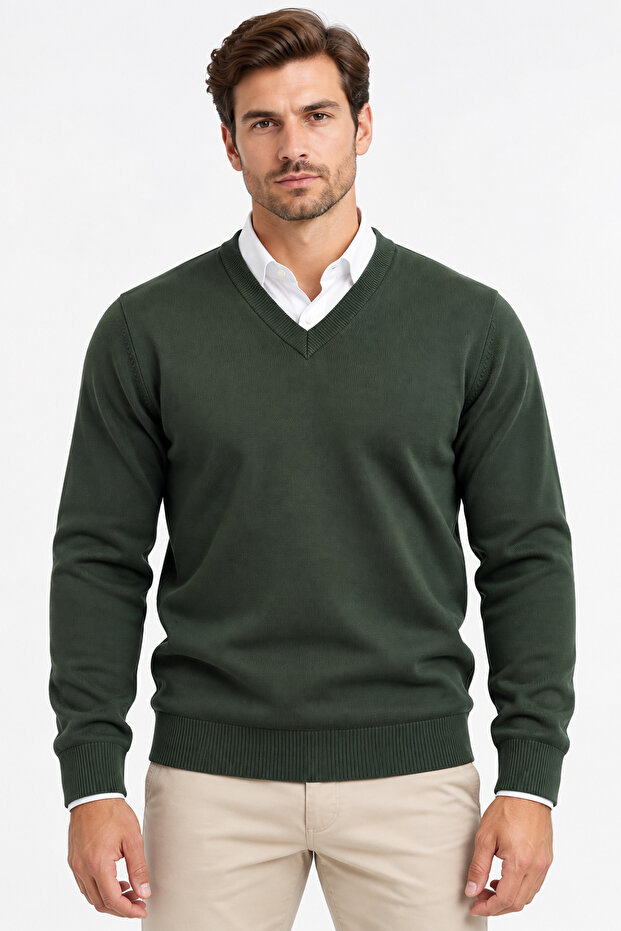 Men's V-Neck Knitwear Sweater Classic Cut Stylish Casual Sweater