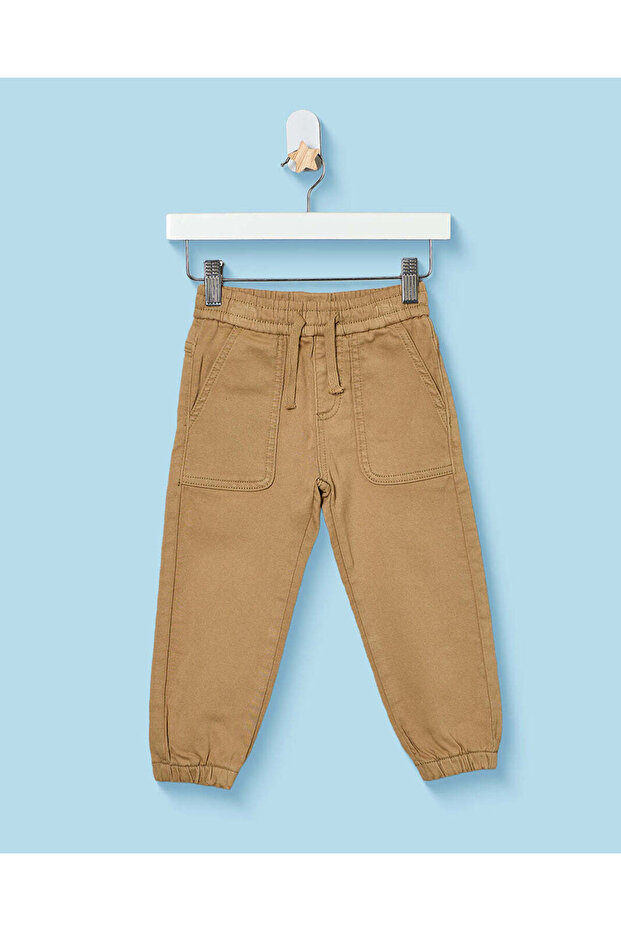 Infant Boys Tan Knit Denim Joggers