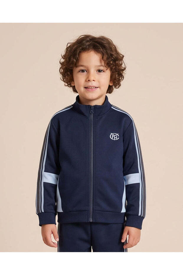 Boys Navy Scuba Zip Through Sweatshirt