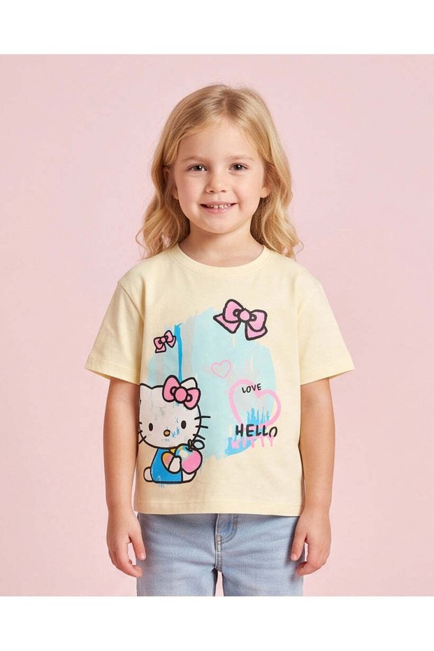 Girls Yellow Hello Kitty Graphic T Shirt