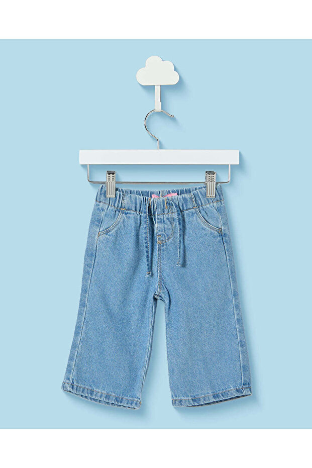 Infant Girls Blue Mid Wash Jeans With Side Pockets