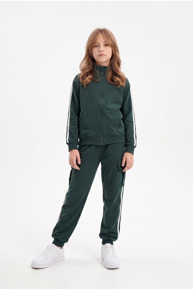 Girl's Ribbed Cargo Pocket Tracksuit Set
