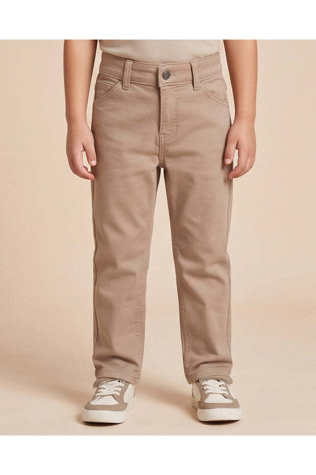 Boys Taupe 5-Pocket Knitted Jeans