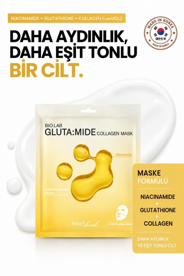 Bio Lab Glutamide Collagen Mask Hydrogel Collagen Face Mask Containing Niacinamide and Glutathione 38 g