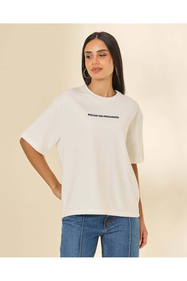 Women White Graphic Short Sleeve Sweatshirt