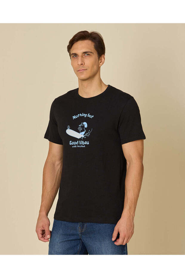 Men Black Printed T-Shirt