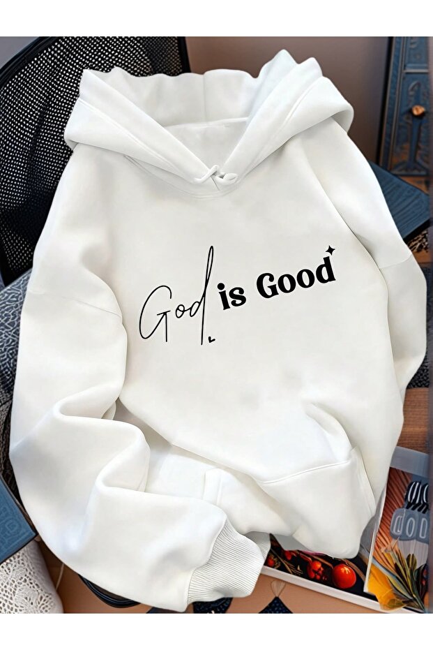 God Is Good Printed Cotton 3 Thread Threaded Oversize Sweatshirt