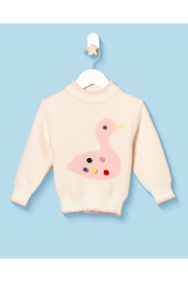 Infant Girls Beige Embellished Pullover