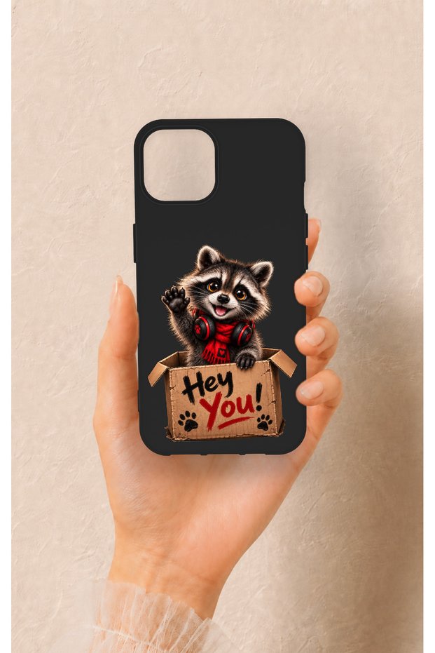 Cute Raccoon Pattern Silicone Case Compatible with iPhone 13