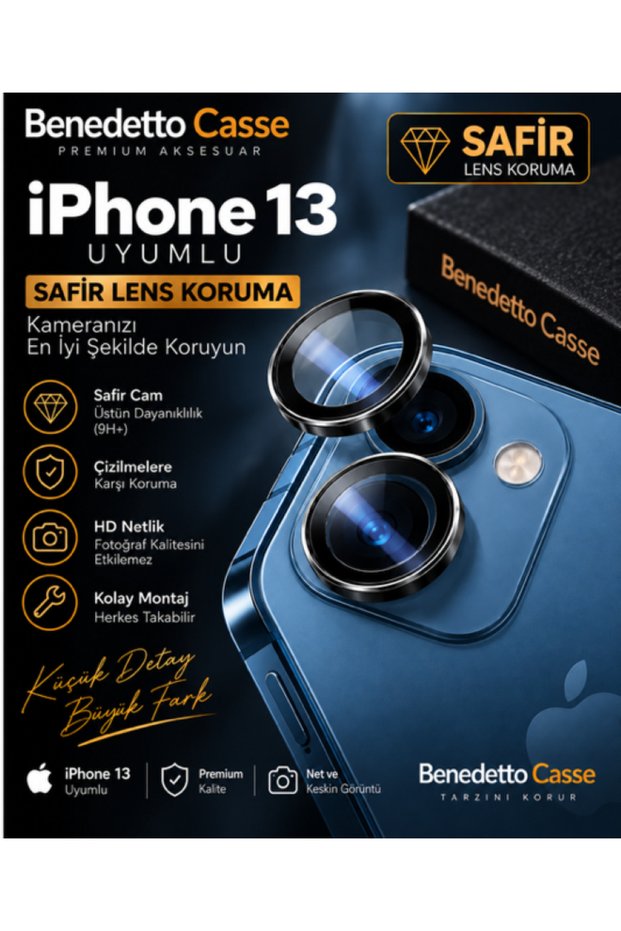 iPhone 13 Compatible Sapphire Camera Lens Protector – Easy Installation, Scratch and Impact Protection, Hd Clear Image