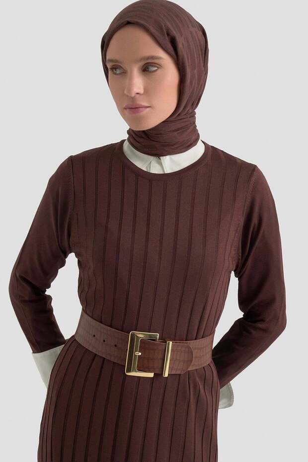 Regular Fit Knitwear Dress Bitter Brown