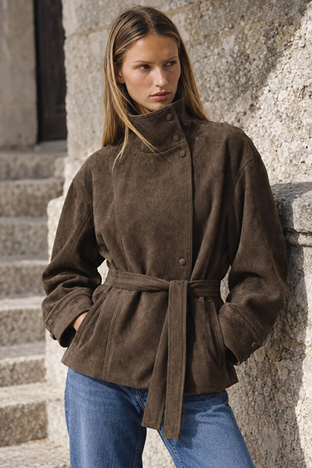 Zra Model Buttoned Imported Top Quality Premium Design Suede Jacket