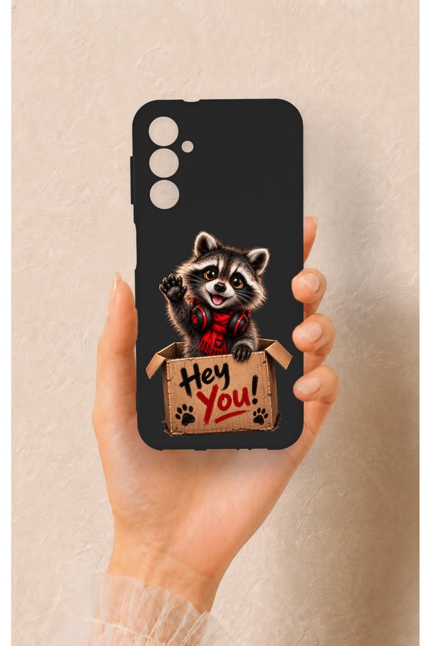 Samsung A14 Compatible Cute Raccoon Patterned Silicone Case