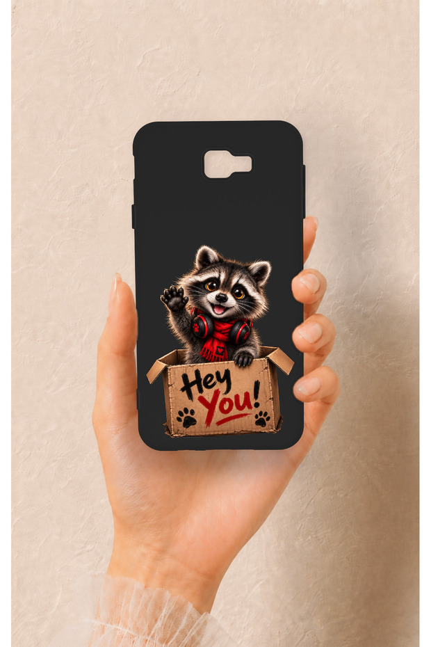 Samsung J7 Prime Compatible Cute Raccoon Patterned Silicone Case