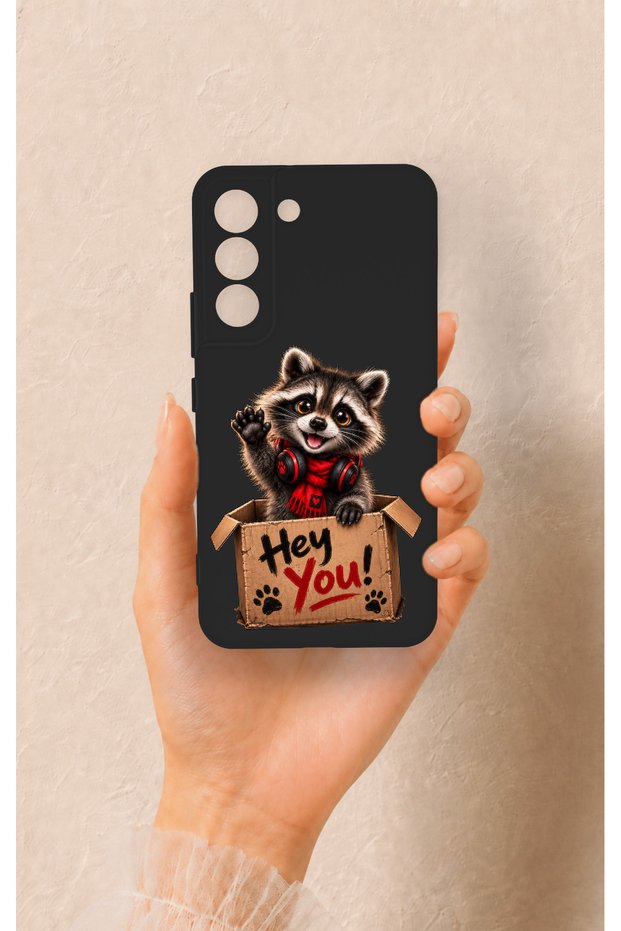 Samsung S22 Compatible Cute Raccoon Patterned Silicone Case