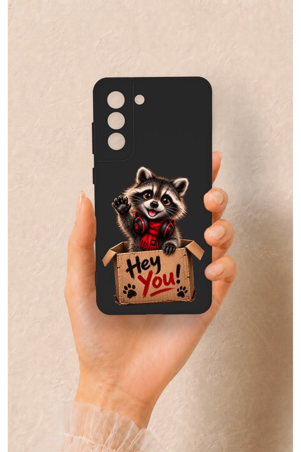 Samsung-S21Fe Compatible Cute Raccoon Patterned Silicone Case