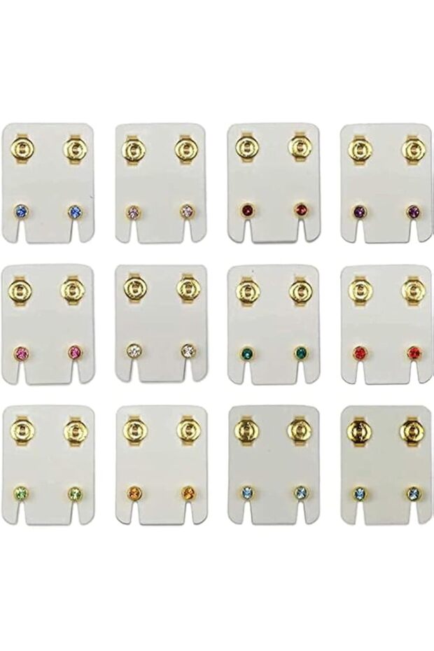 أقراط نسائية، مرصعة - المادة - 12 قطعة - متعددة الألوان