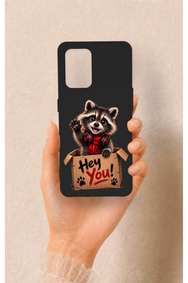 Oppo-A74 Compatible Cute Raccoon Patterned Silicone Case