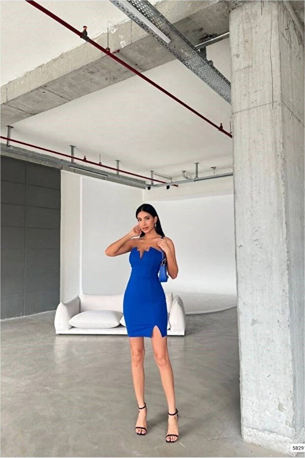 Strapless Slit Evening Dress Mini
