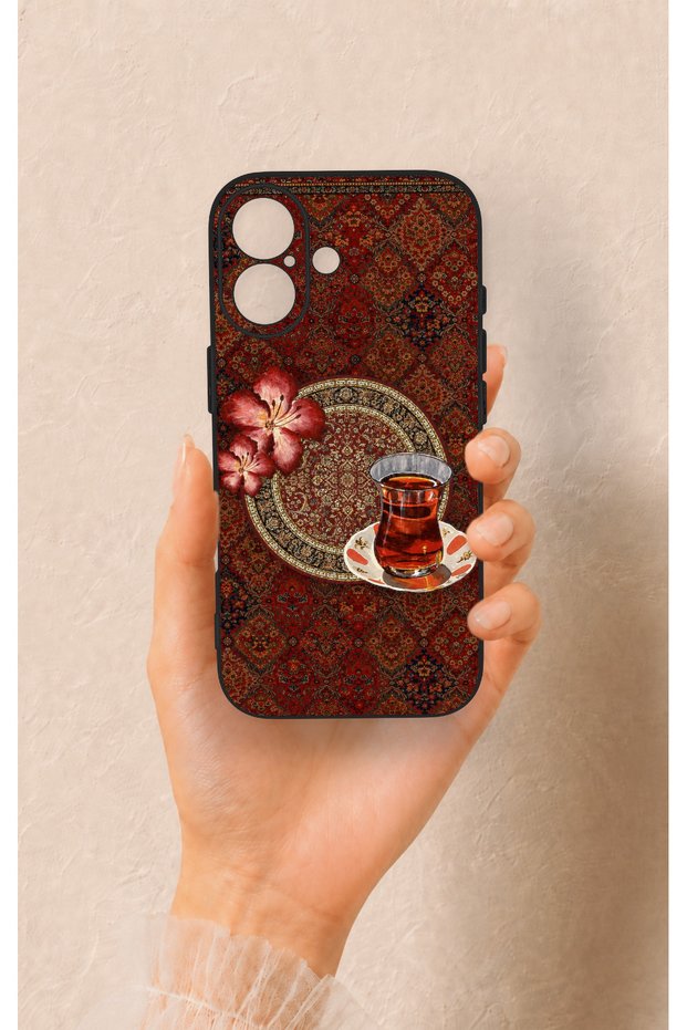 iPhone 17 Compatible Carpet and Tea Pattern Silicone Case