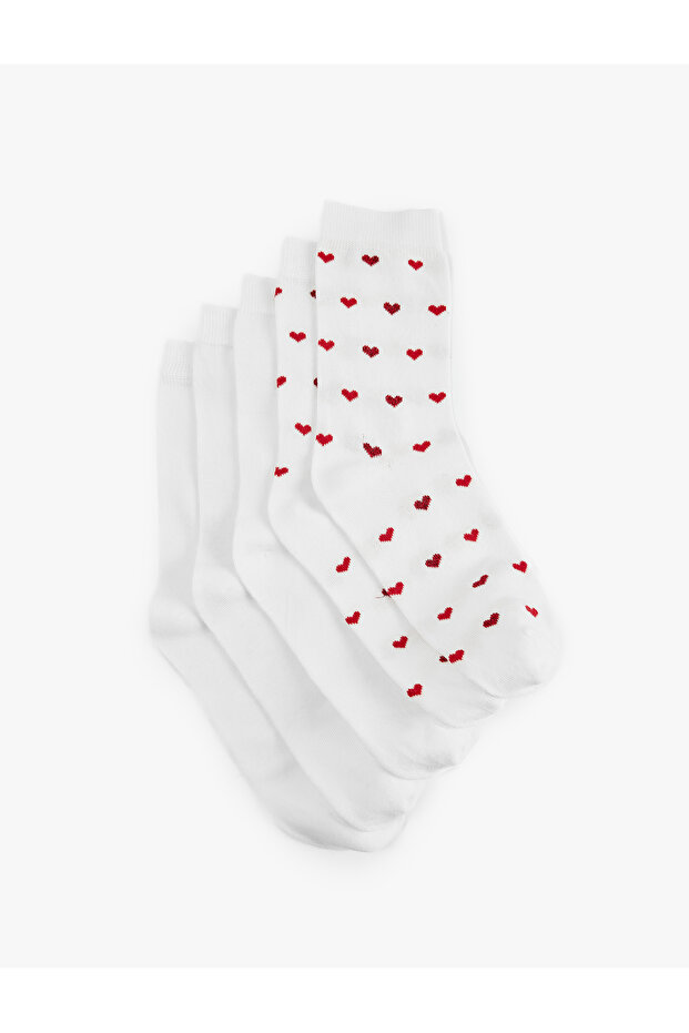 Heart Patterned Cotton 5-Piece Sock Set