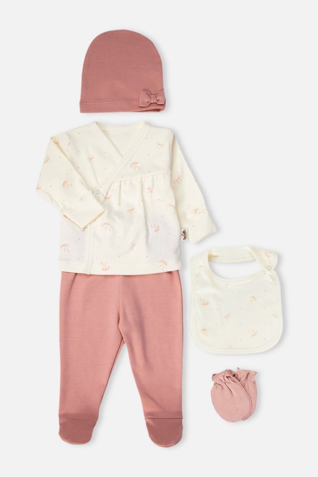 Organic Interlock Zibin Set of 5 (Organic Welcome Baby) Dried Rose
