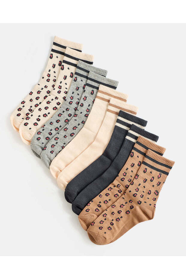 Women Assorted Jacquard Crew Length Socks (5 Piece)
