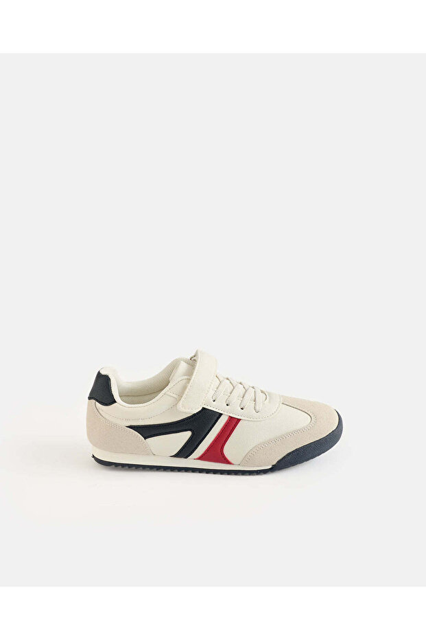 Boys White Colour Block Retro Sneakers