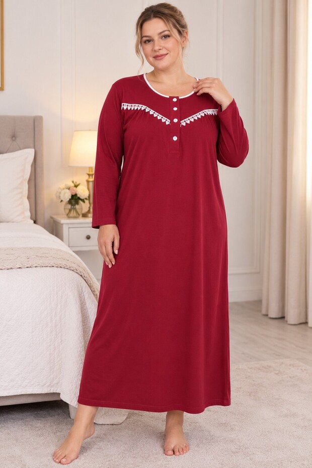 100% Cotton Long Sleeve Oversized Women's Nightgown